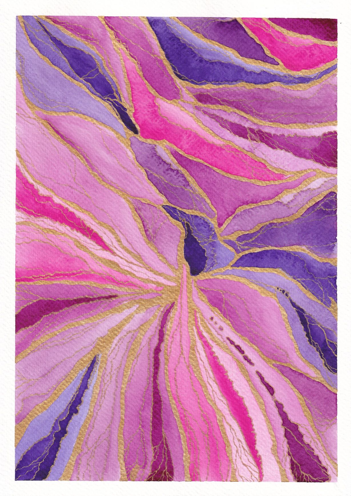 Purple, pink and gold marble abstraction